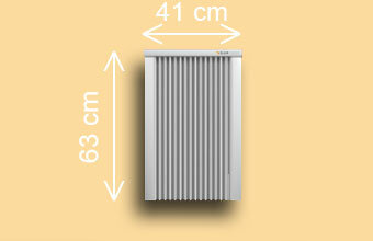 SD100  1.0 kw  RAL9010 63/41/13 cm + thermostaat 530